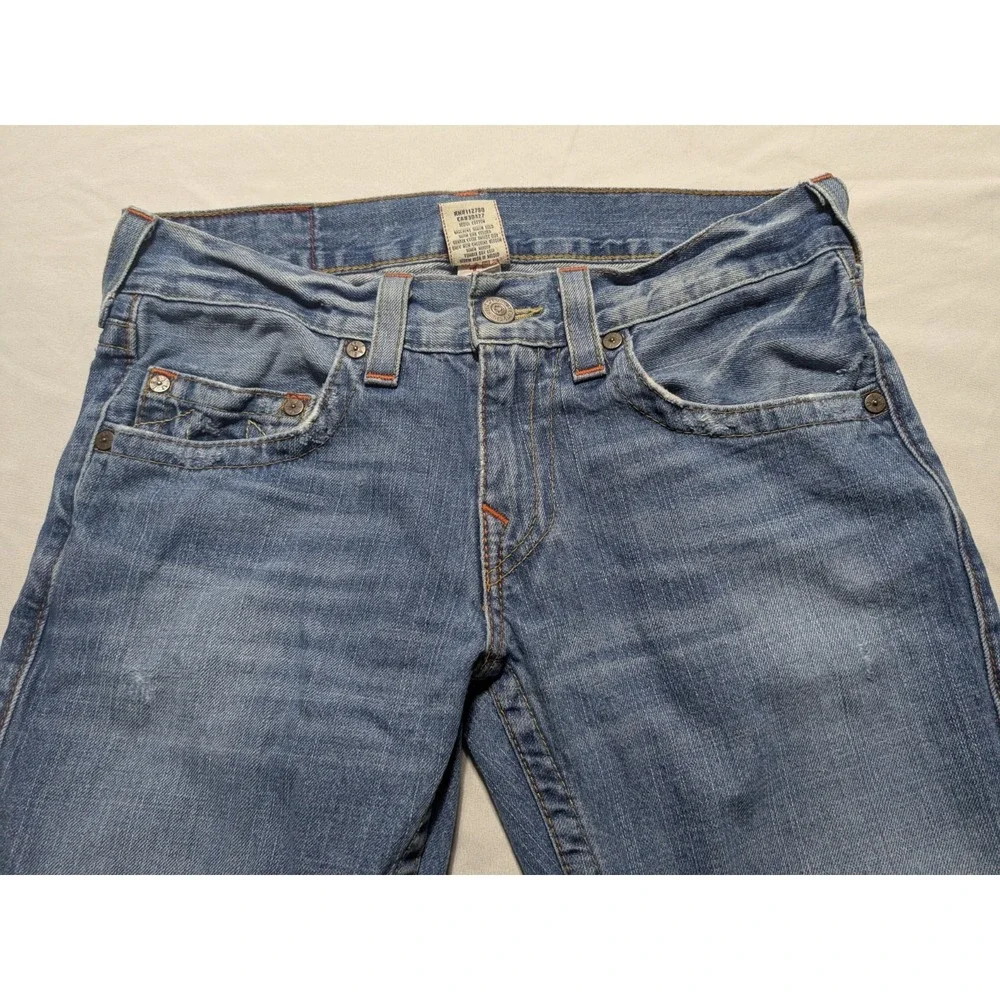 TRUE RELIGION BOBBY BAGGY Men 30 (Seat 34) Distressed Blue Jeans‎ Made In USA